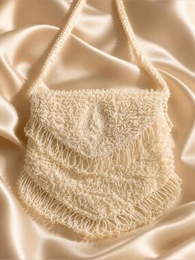 Vintage White Italian Beaded Purse 1950s